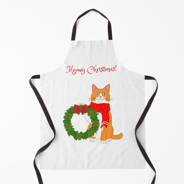 Item preview, Meowy Christmas Orange Cat Holding a Holiday Wreath designed and sold by MYCatStuff.