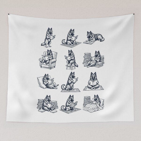 Item preview, Vintage Belgian Shepherd Book Reader Reading Dog Lover designed and sold by dian-rody-crest.