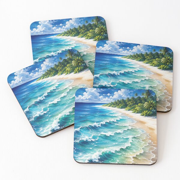 Item preview, Tropical Island Paradise – Ocean Wave Watercolor Pattern designed and sold by FriskyLemur.