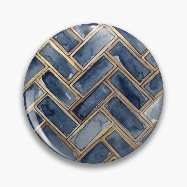 Item preview, Navy & Gold Watercolor Herringbone – Indigo Brick Pattern designed and sold by FawnFeatherCo.
