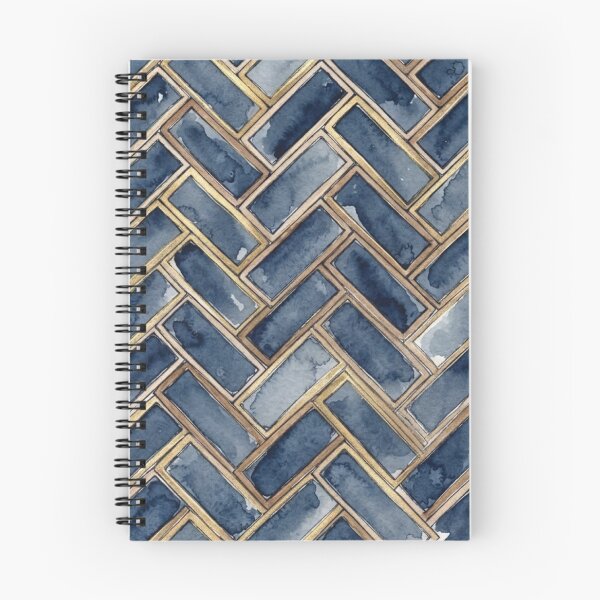 Item preview, Navy & Gold Watercolor Herringbone – Indigo Brick Pattern designed and sold by FawnFeatherCo.
