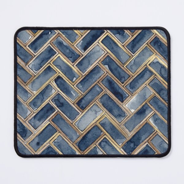 Item preview, Navy & Gold Watercolor Herringbone – Indigo Brick Pattern designed and sold by FawnFeatherCo.