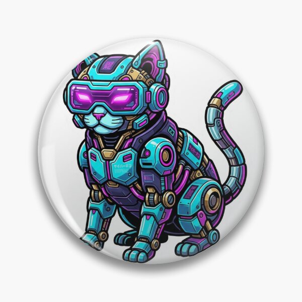 Item preview, Cyberpunk Mecha Cat Neon Gamer Sticker designed and sold by CreativeLook25.