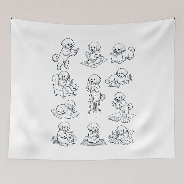 Item preview, Vintage Bichon Frise Book Reader Reading Dog Lover designed and sold by dian-rody-crest.