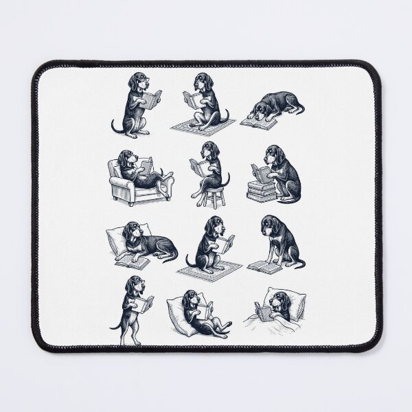 Item preview, Vintage Black and Tan Coonhound Book Reader Reading Dog Lover designed and sold by dian-rody-crest.