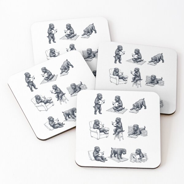 Item preview, Vintage Black Russian Terrier Book Reader Reading Dog Lover designed and sold by dian-rody-crest.
