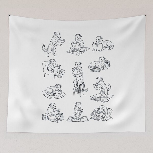 Item preview, Vintage Borzoi Book Reader Reading Dog Lover designed and sold by dian-rody-crest.