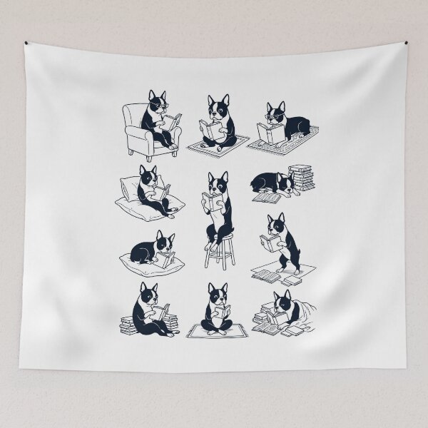 Item preview, Vintage Boston Terrier Book Reader Reading Dog Lover designed and sold by dian-rody-crest.