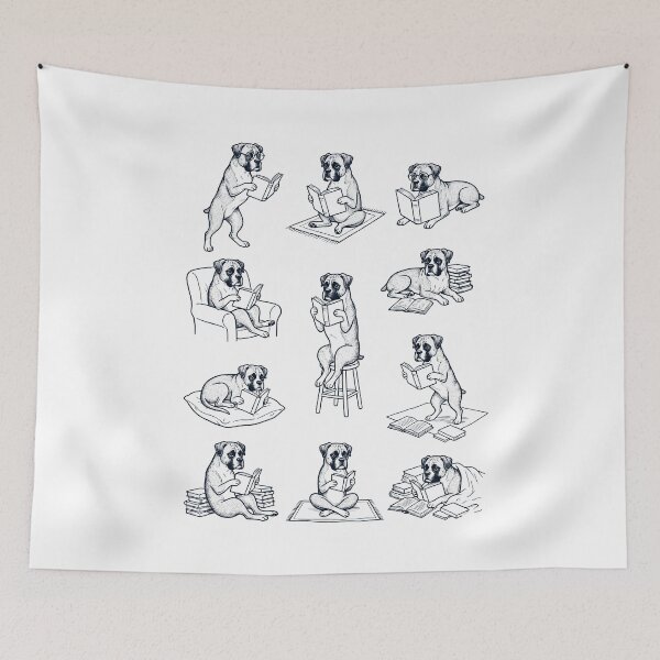 Item preview, Vintage Boxer Dog Book Reader Reading Dog Lover designed and sold by dian-rody-crest.