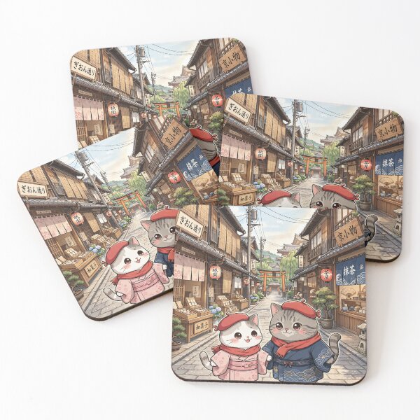 Item preview, Kawaii Cats in Kimono Kyoto Japan - Freda and Junior Traditional Street designed and sold by MAISON SYLVIE.