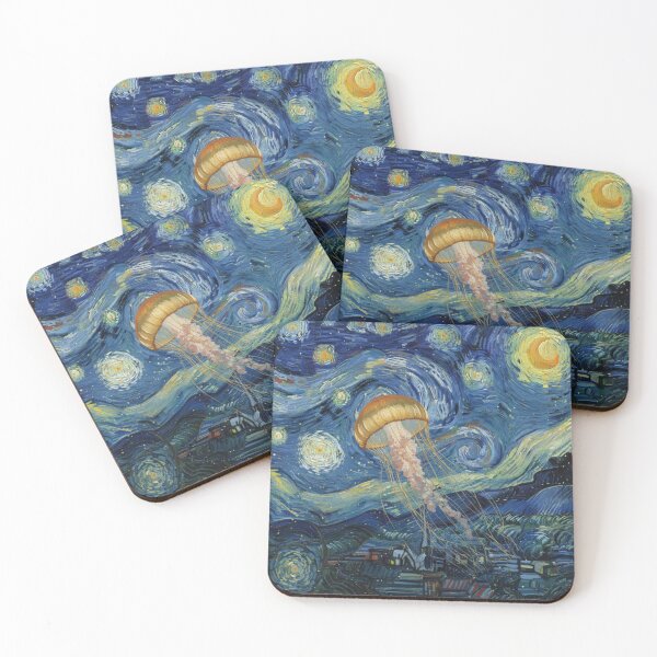 Item preview, Surreal jellyfish floats through a starry night designed and sold by aponwao.