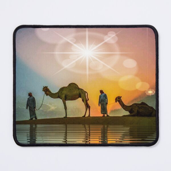Item preview, camel group at an oasis at dawn watching sun rise designed and sold by mister-john.