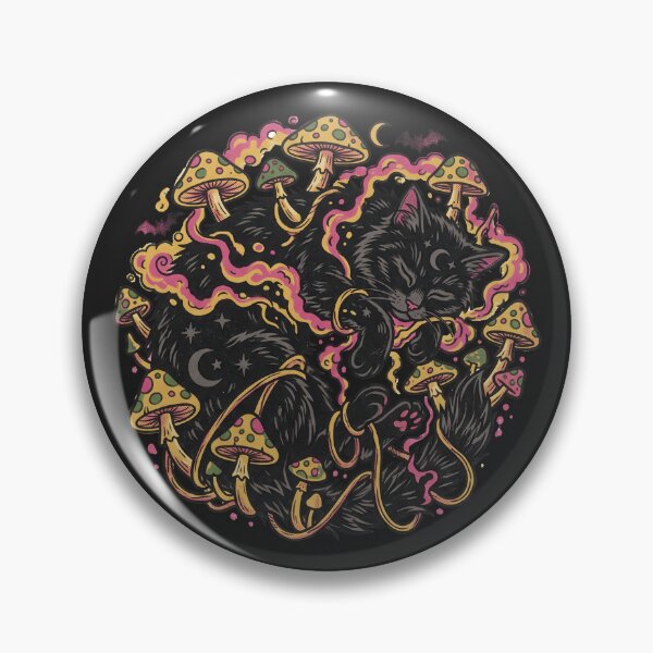 Item preview, Sleeping Black Cat Poison Mushroom Fairy Ring designed and sold by MewSpooky.