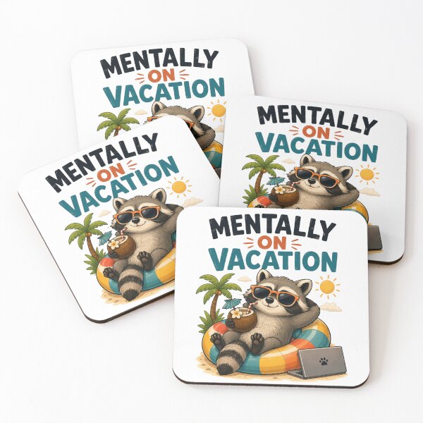 Item preview, Mentally On Vacation – Funny Cute Raccoon Cartoon Design designed and sold by Kiinaaa.