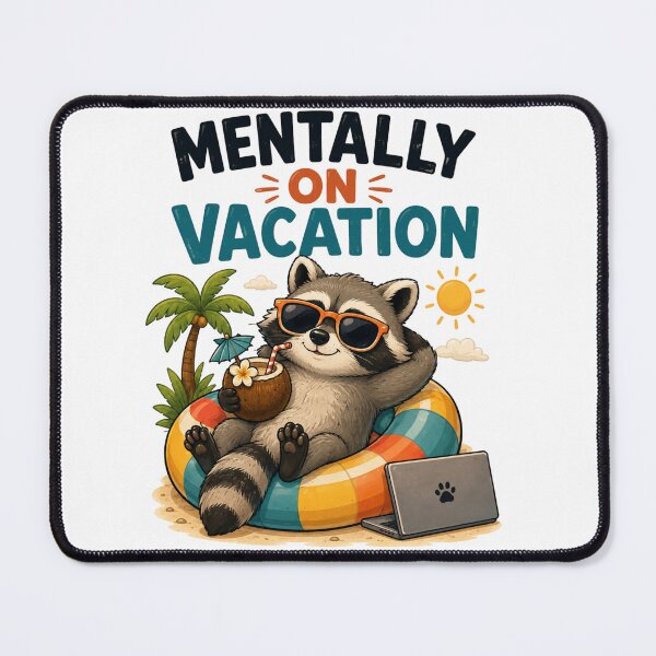Item preview, Mentally On Vacation – Funny Cute Raccoon Cartoon Design designed and sold by Kiinaaa.