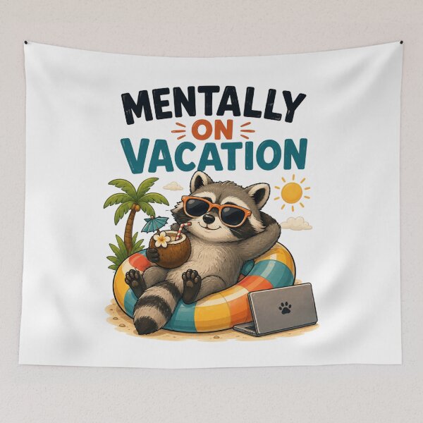 Item preview, Mentally On Vacation – Funny Cute Raccoon Cartoon Design designed and sold by Kiinaaa.