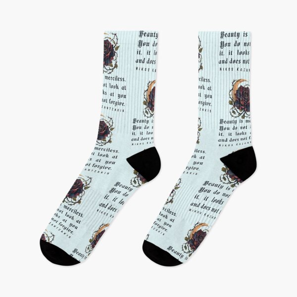 Item preview, Nikos Kazantzakis quote: Beauty is merciless. You do not look at it, it looks at you and does not forgive. designed and sold by artbleed.