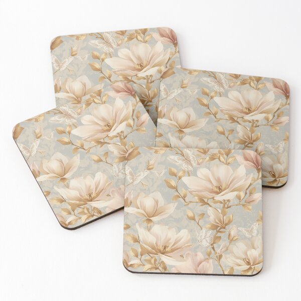 Item preview, Soft Magnolia Butterfly Botanical Pattern designed and sold by Magic Love Art Print.