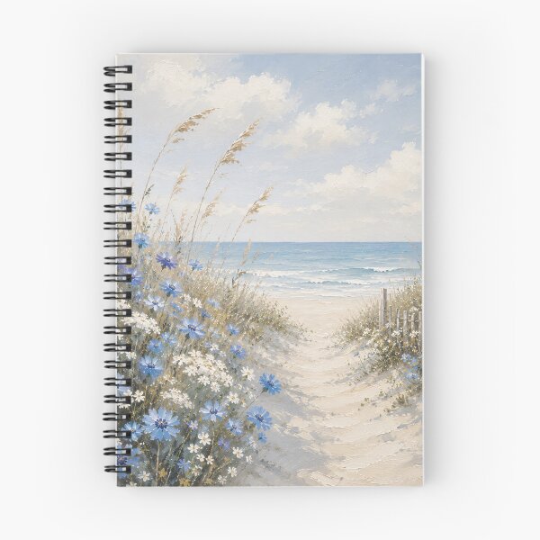 Item preview, Sandy Dune Path To The Sea - Blue Cornflowers And Beach Grass Painting designed and sold by Jozefin's Studio.