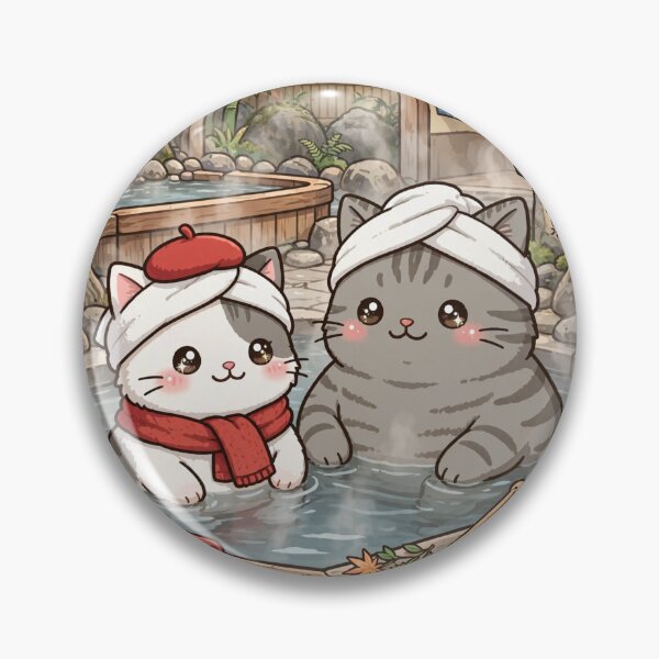 Item preview, Kawaii Cats Onsen Japan - Freda and Junior Hot Springs Relax designed and sold by MAISON SYLVIE.