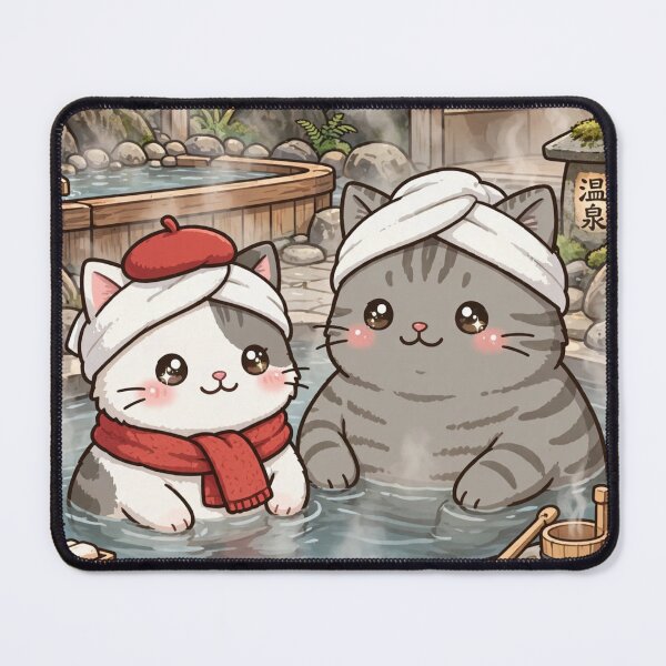 Item preview, Kawaii Cats Onsen Japan - Freda and Junior Hot Springs Relax designed and sold by MAISON SYLVIE.