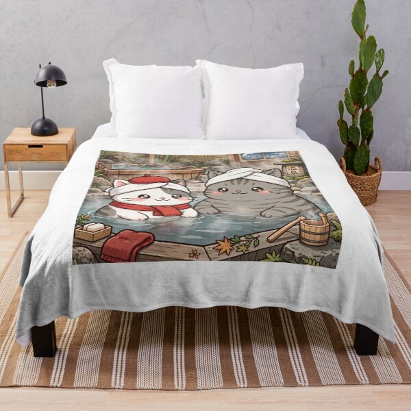 Item preview, Kawaii Cats Onsen Japan - Freda and Junior Hot Springs Relax designed and sold by MAISON SYLVIE.