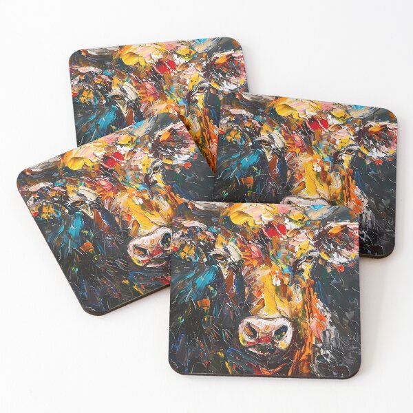 Item preview, Abstract bull's head – Colorful impasto animal portrait designed and sold by Artdavesalzburg.
