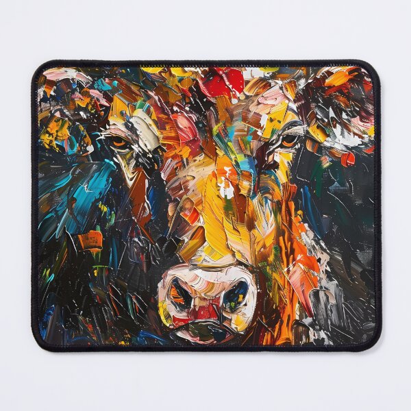 Item preview, Abstract bull's head – Colorful impasto animal portrait designed and sold by Artdavesalzburg.