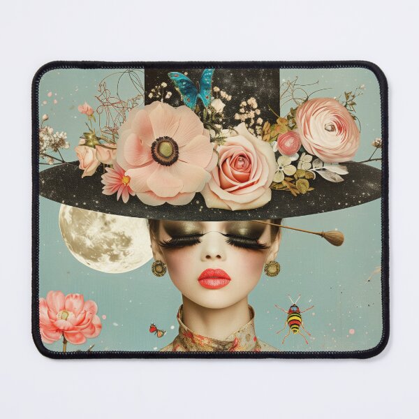 Item preview, Vintage Portrait with Hat and Flowers designed and sold by Soft Oddity.