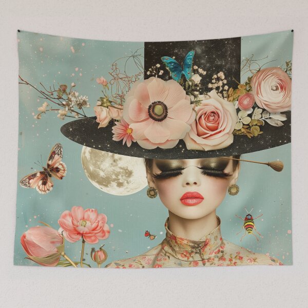 Item preview, Vintage Portrait with Hat and Flowers designed and sold by Soft Oddity.