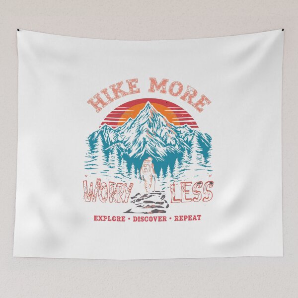 Item preview, Hike More Worry Less Vintage Mountain Adventure Hiking Design designed and sold by muhammadkhafidh.