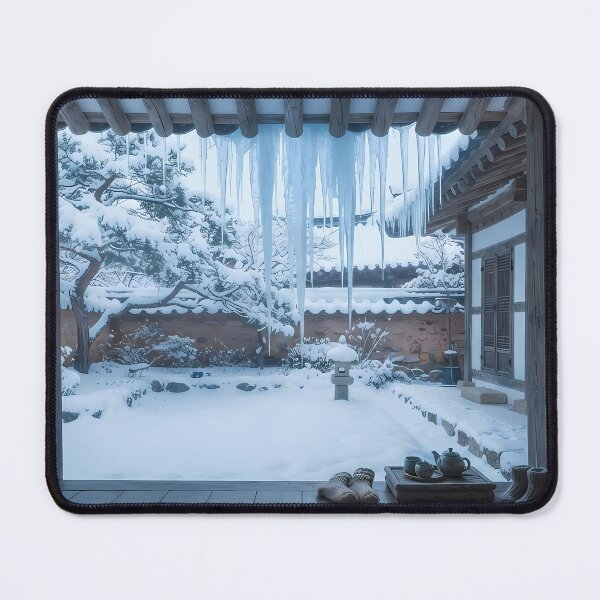 Item preview, Winter Silent Snowscape & Icicles over a Traditional Hanok: A Cozy Moment on the Daecheongmaru designed and sold by SOOstudio73.