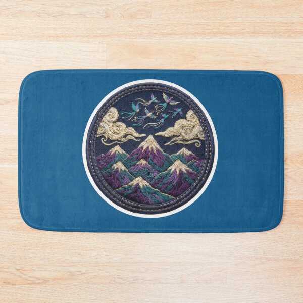 Item preview, Embroidered Mountains And Flying Mythical Birds Patch designed and sold by Azurart2.