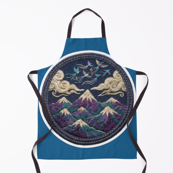 Item preview, Embroidered Mountains And Flying Mythical Birds Patch designed and sold by Azurart2.