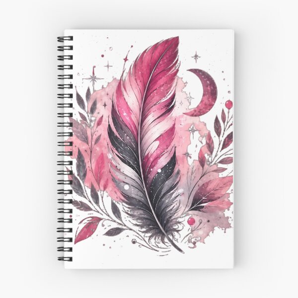 Item preview, Pink Celestial Watercolor Feather with Crescent Moon designed and sold by DKSH1234.