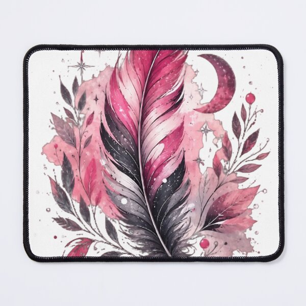 Item preview, Pink Celestial Watercolor Feather with Crescent Moon designed and sold by DKSH1234.