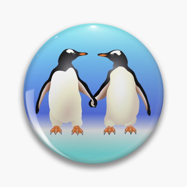 Item preview, Gentoo Penguins Holding Hands (Flippers) Aqua Blue Background designed and sold by Adamo-illustration.