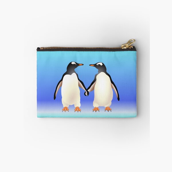 Item preview, Gentoo Penguins Holding Hands (Flippers) Aqua Blue Background designed and sold by Adamo-illustration.