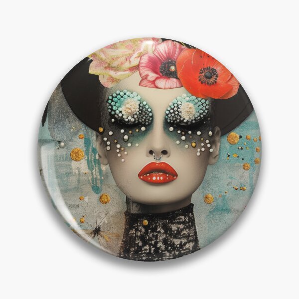 Item preview, Vintage Witch Portrait with Hat and Flowers designed and sold by Soft Oddity.