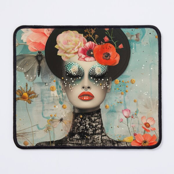 Item preview, Vintage Witch Portrait with Hat and Flowers designed and sold by Soft Oddity.
