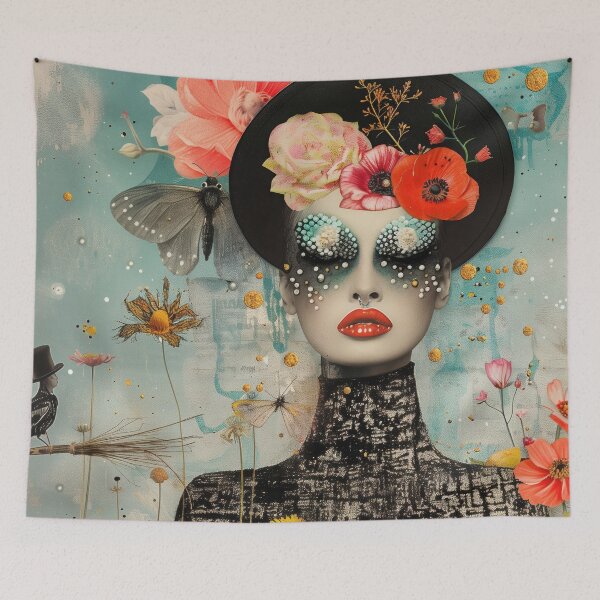 Item preview, Vintage Witch Portrait with Hat and Flowers designed and sold by Soft Oddity.