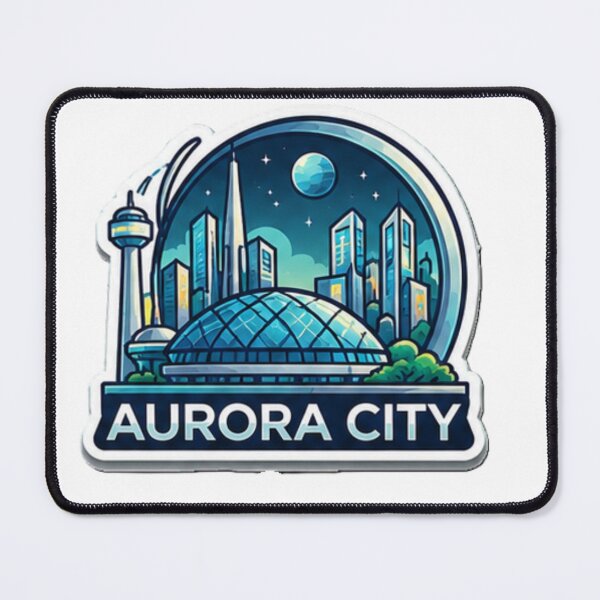 Item preview, Aurora City Dome Sticker – Futuristic Skyline with Moon, Retro Travel Badge designed and sold by boxenbrain.