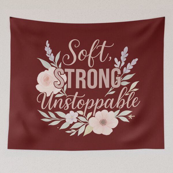 Item preview, Soft Strong Unstoppable Quote Floral Watercolor Typography designed and sold by QCena.