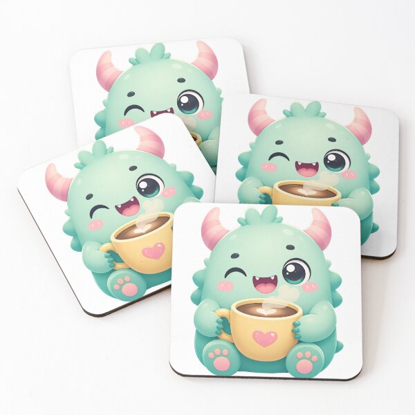 Item preview, Cute Kawaii Monster Coffee Lover Cartoon Character Drinking Coffee designed and sold by muhammadkhafidh.