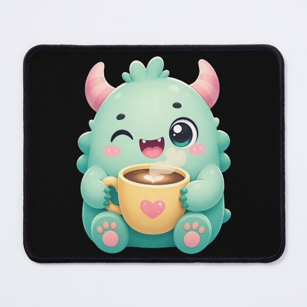 Item preview, Cute Kawaii Monster Coffee Lover Cartoon Character Drinking Coffee designed and sold by muhammadkhafidh.
