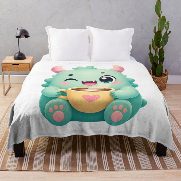 Item preview, Cute Kawaii Monster Coffee Lover Cartoon Character Drinking Coffee designed and sold by muhammadkhafidh.