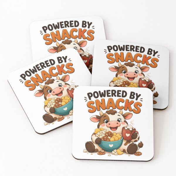 Item preview, Powered By Snacks – Funny Cute Cow Cartoon Design designed and sold by Kiinaaa.
