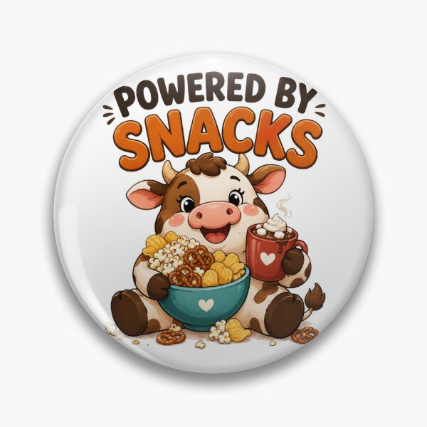 Item preview, Powered By Snacks – Funny Cute Cow Cartoon Design designed and sold by Kiinaaa.
