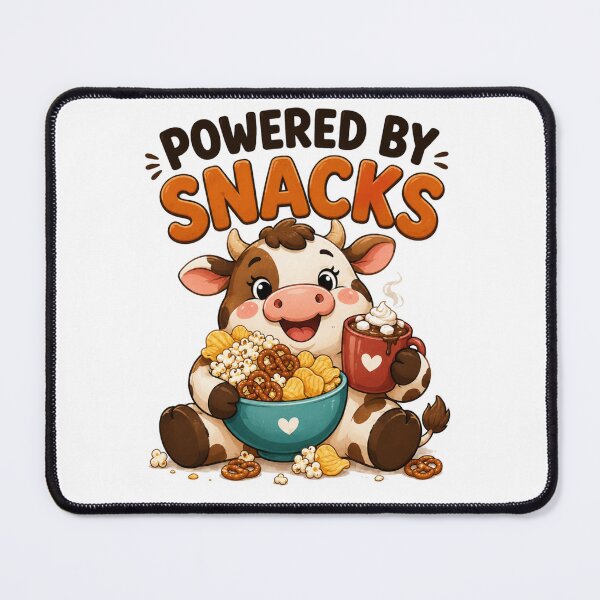 Item preview, Powered By Snacks – Funny Cute Cow Cartoon Design designed and sold by Kiinaaa.