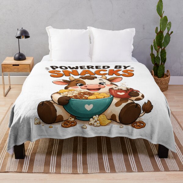 Item preview, Powered By Snacks – Funny Cute Cow Cartoon Design designed and sold by Kiinaaa.